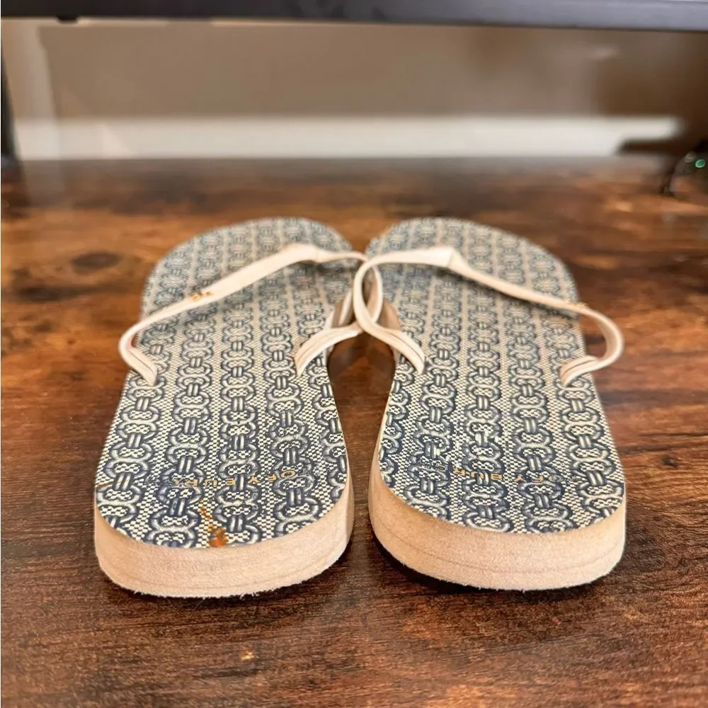 Tory‎ Burch Blue and White flip flops size 8/9